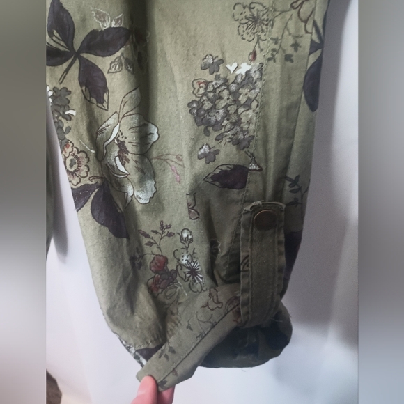 Democracy Womens Forest Fairy Grunge Floral Cargo Pants 14 Green Utility Boho - Picture 3 of 11